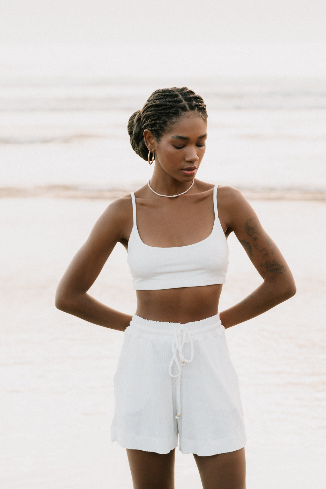 Top Alça Canelado Off White