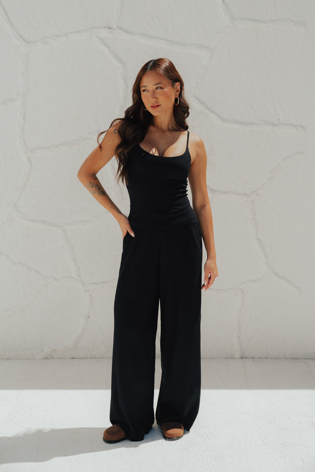 Regata Alça Canelada Preto