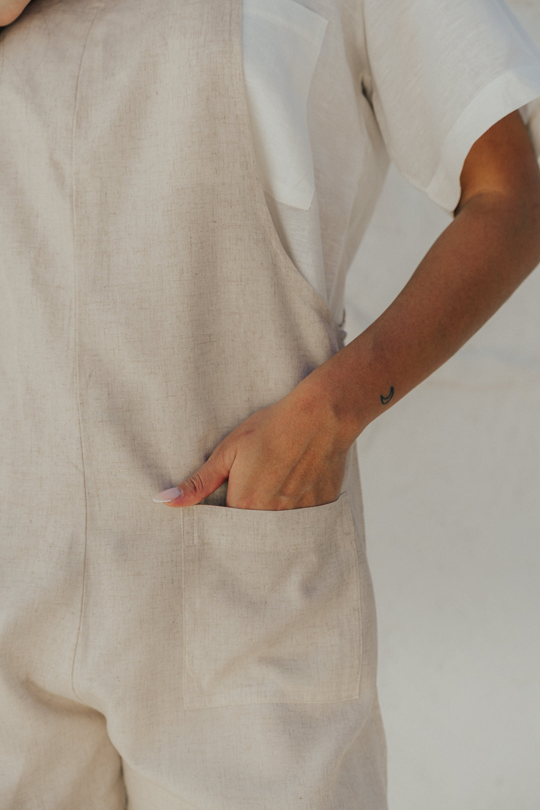 Jardineira Shorts Natural