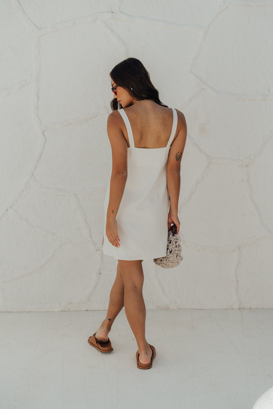 Vestido Curto Fenda Off White