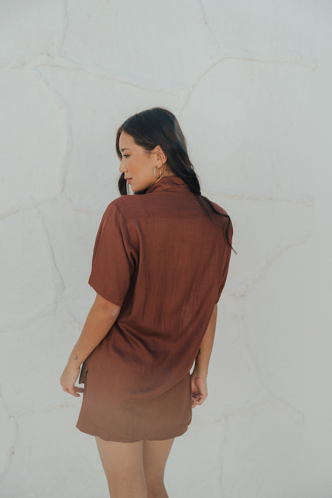 Camisa Fenda M/C Café