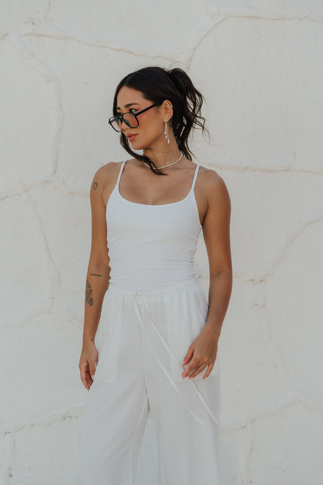 Regata Alça Canelada Off White