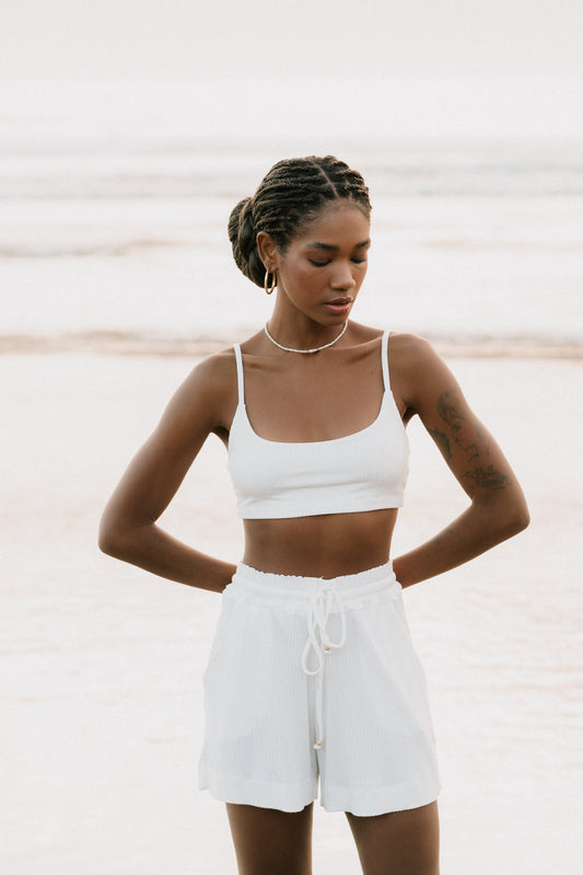 Shorts Laço Canelado Off White