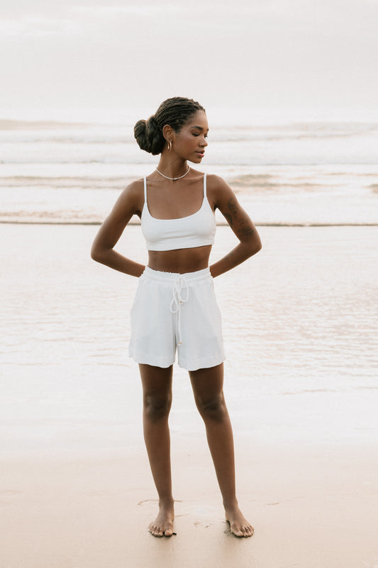 Shorts Laço Canelado Off White