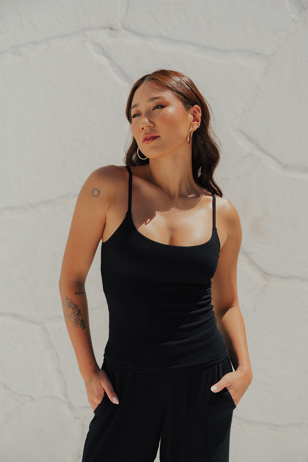 Regata Alça Canelada Preto