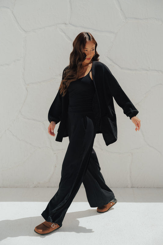 Casaco Amplo Tricot Preto