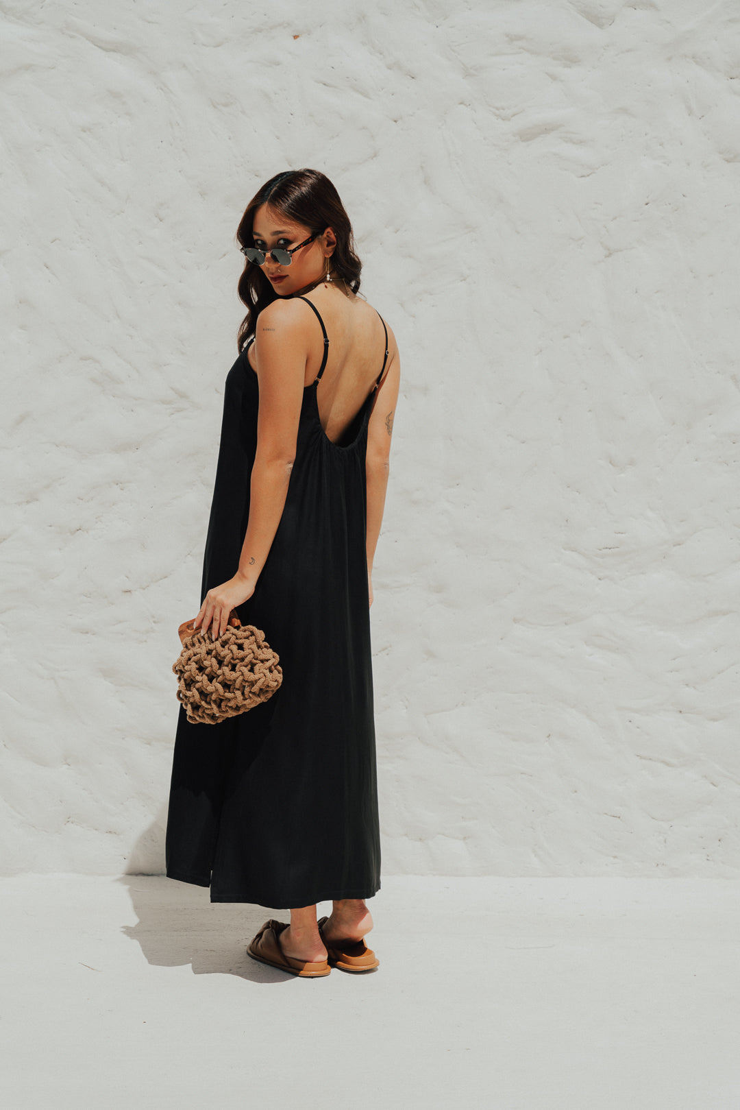 Vestido Longo Quadrado Preto