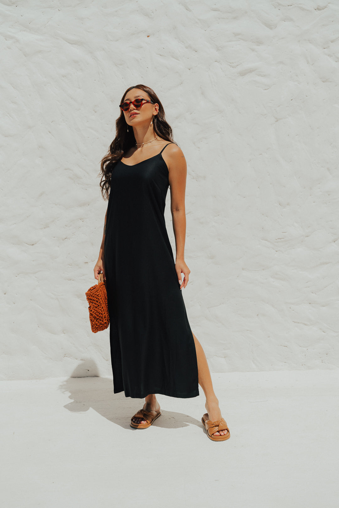 Vestido Longo Fenda Preto