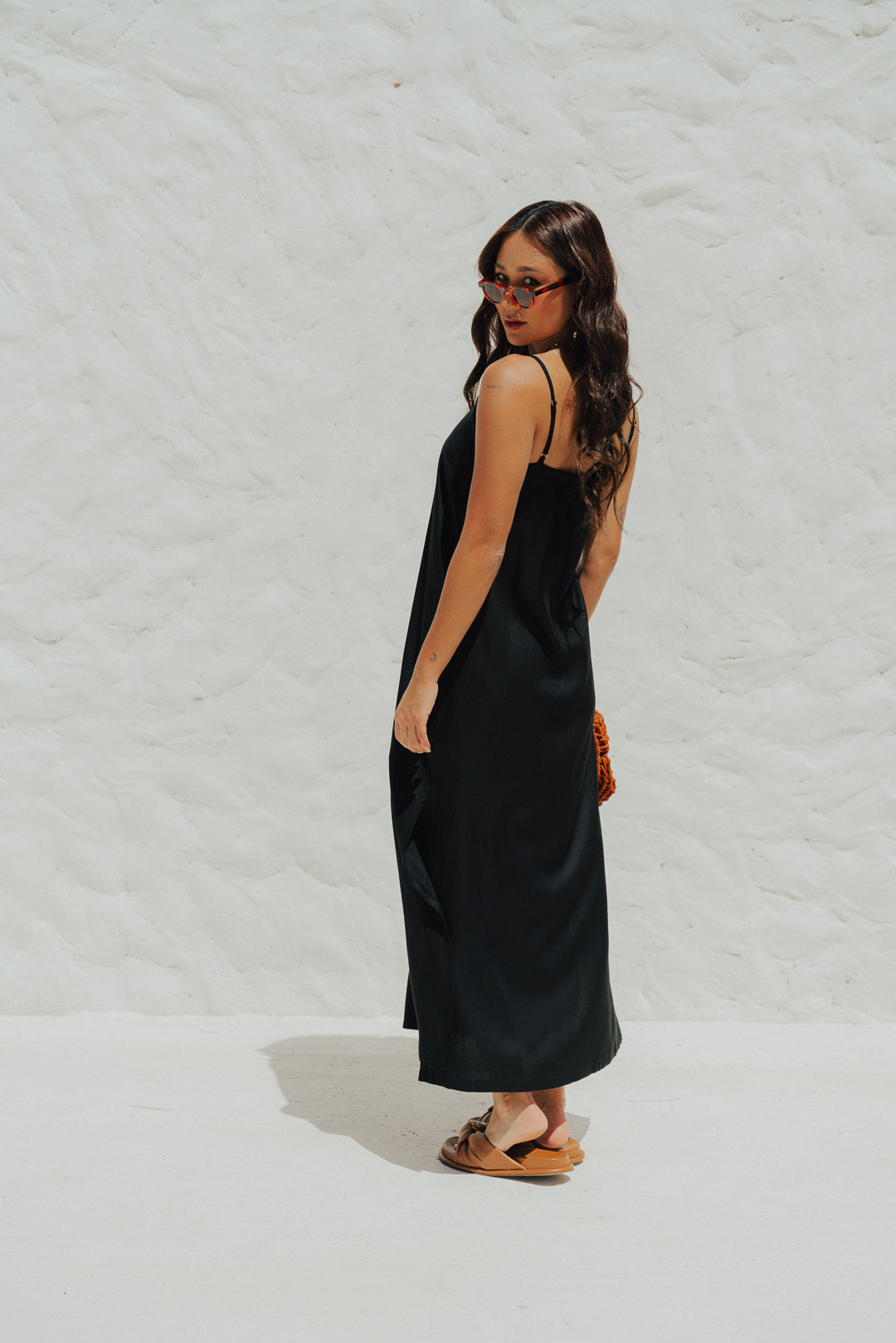 Vestido Longo Fenda Preto