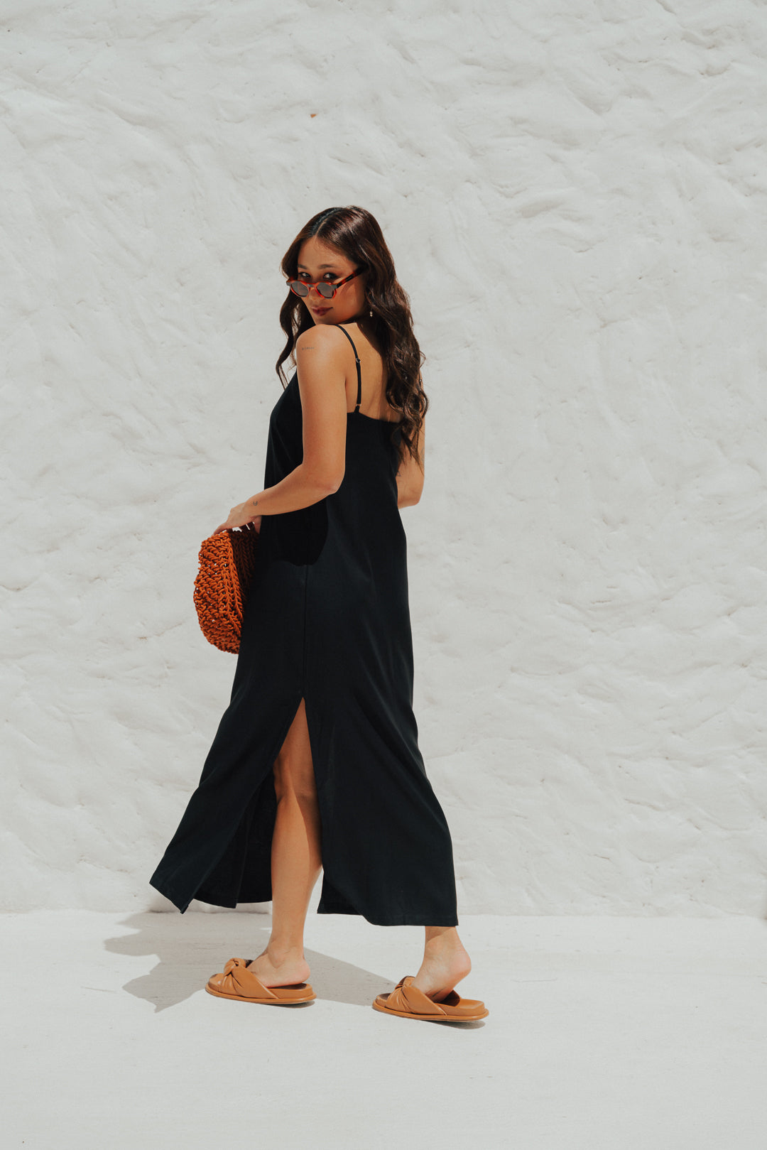 Vestido Longo Fenda Preto