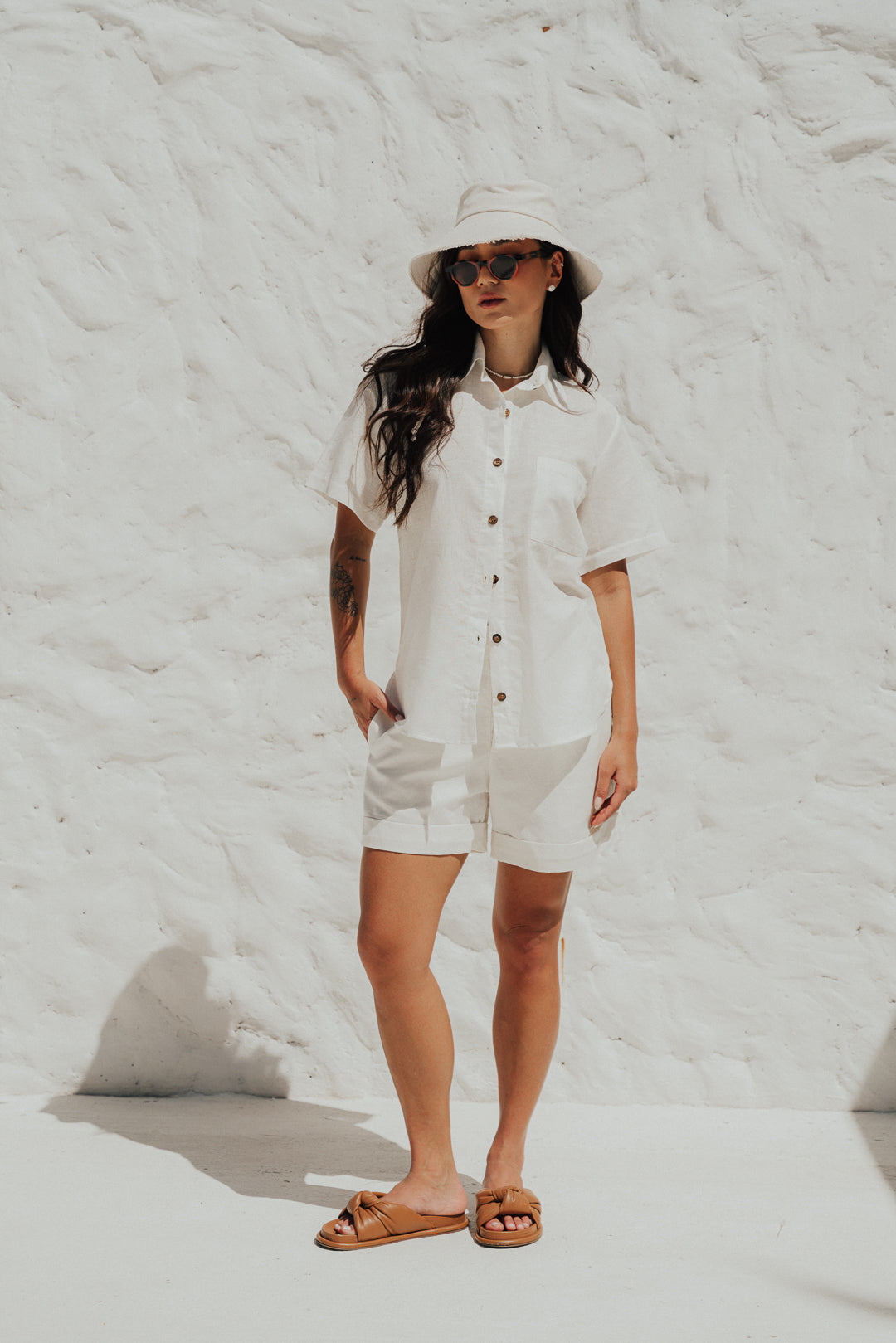 Camisa Linho M/C Off White