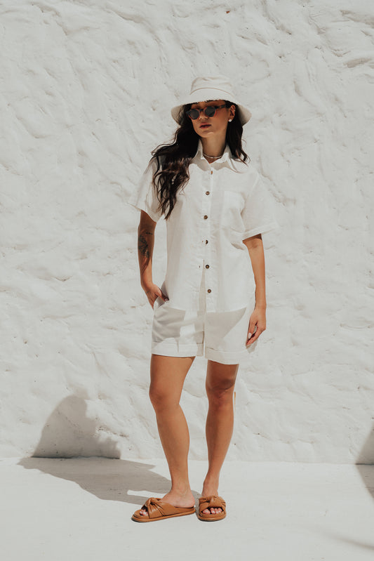 Camisa Linho M/C Off White