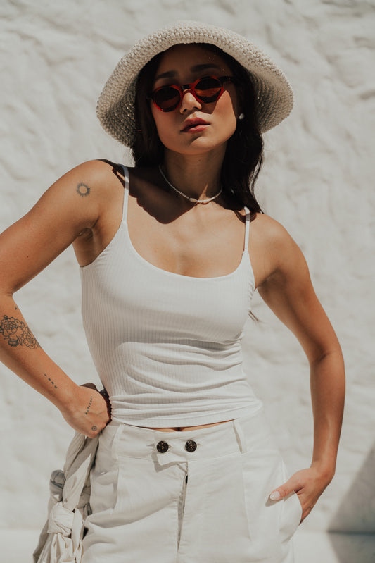 Regata Alça Canelada Off White