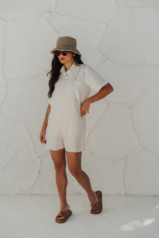 Jardineira Shorts Natural