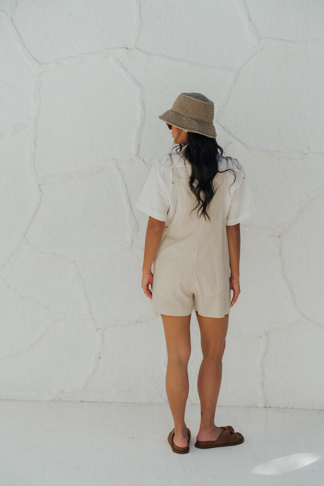 Jardineira Shorts Natural