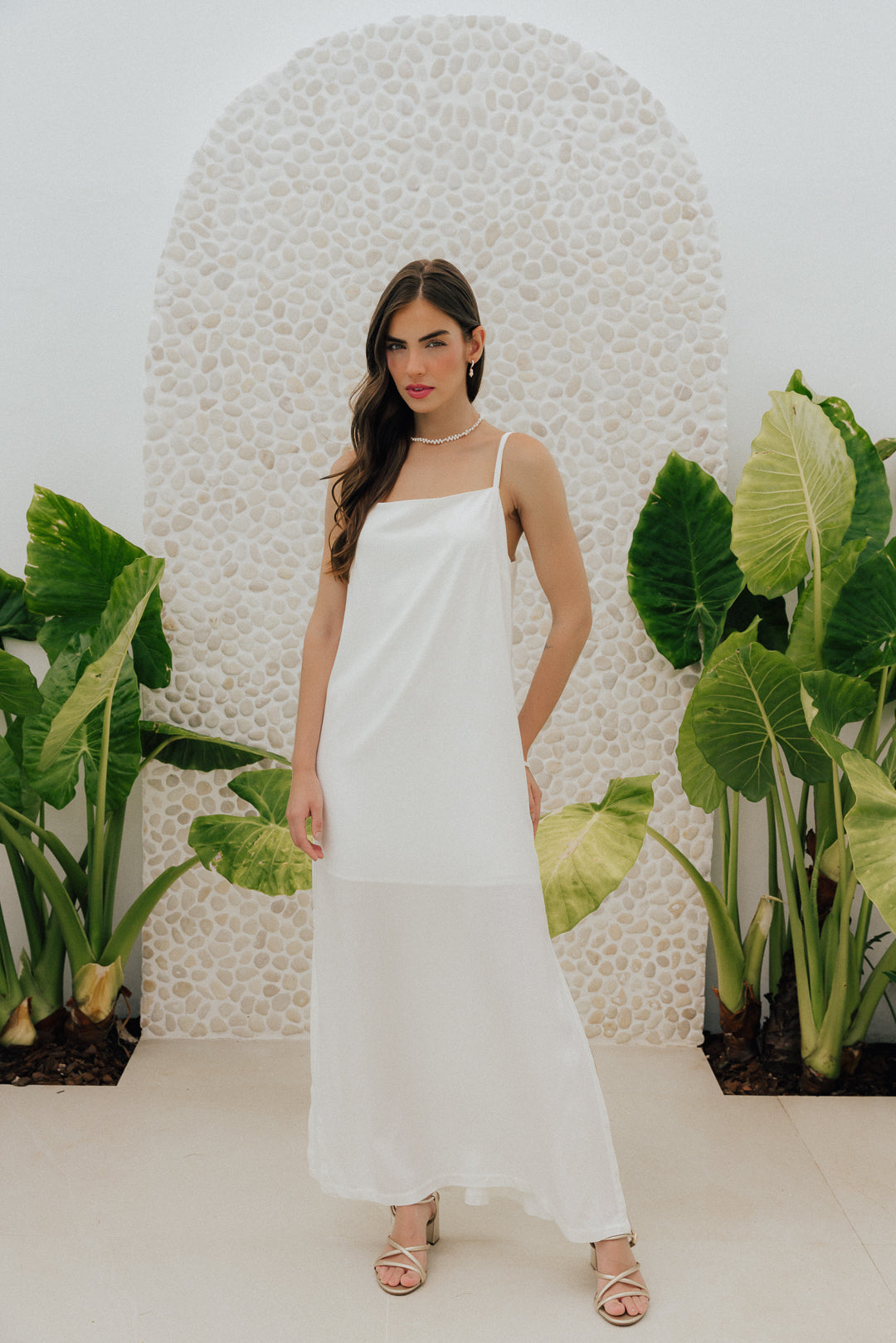 Vestido Longo Quadrado Off White