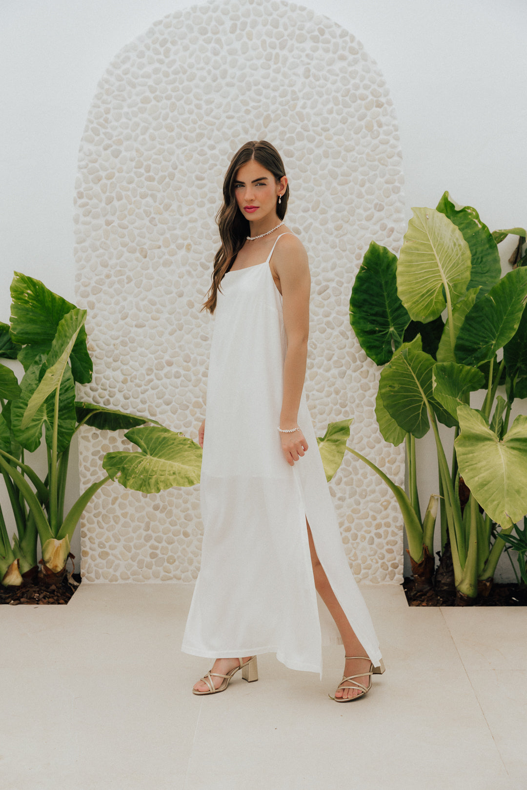 Vestido Longo Quadrado Off White