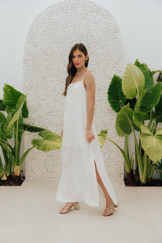 Vestido Longo Quadrado Off White