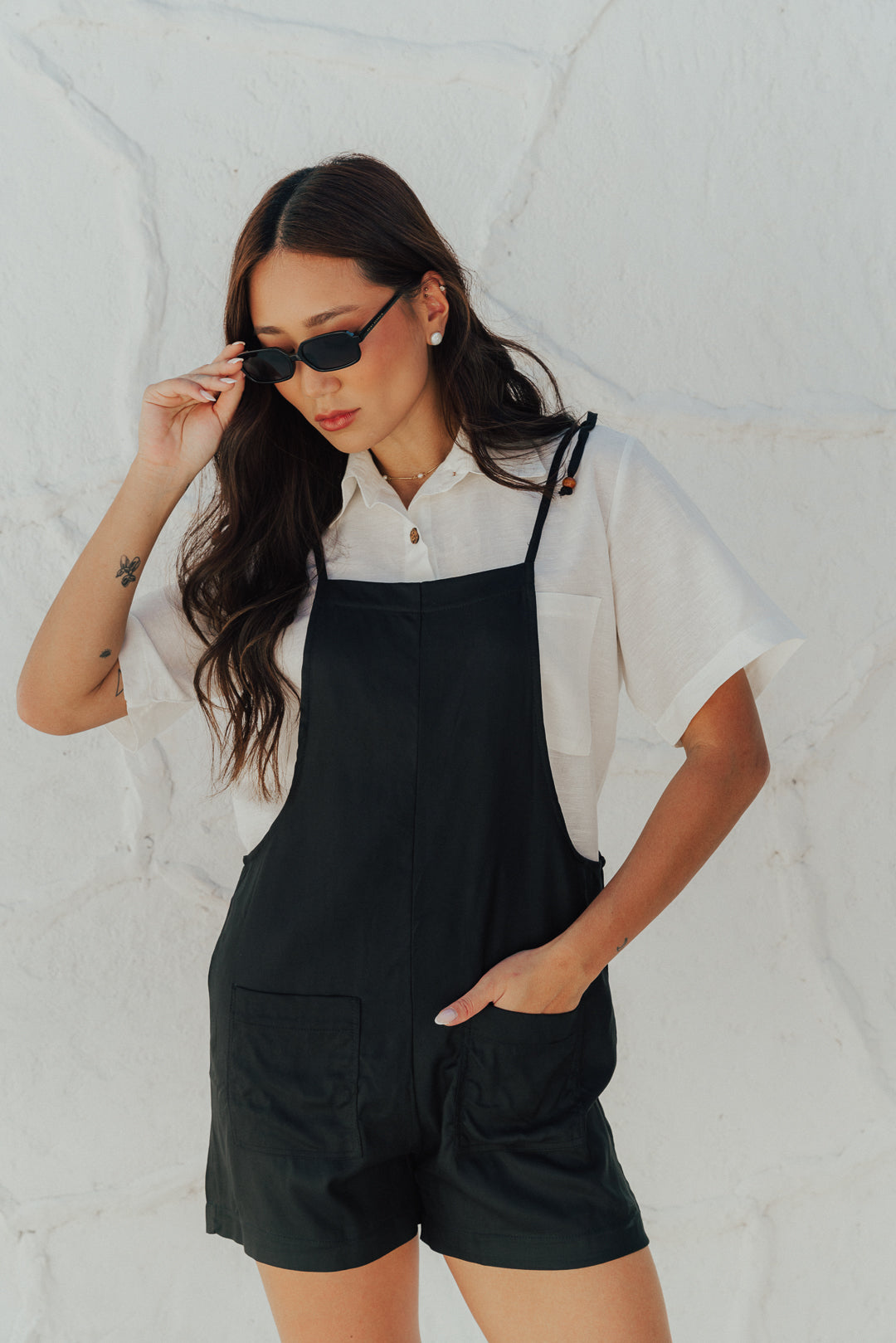 Jardineira Shorts Preta