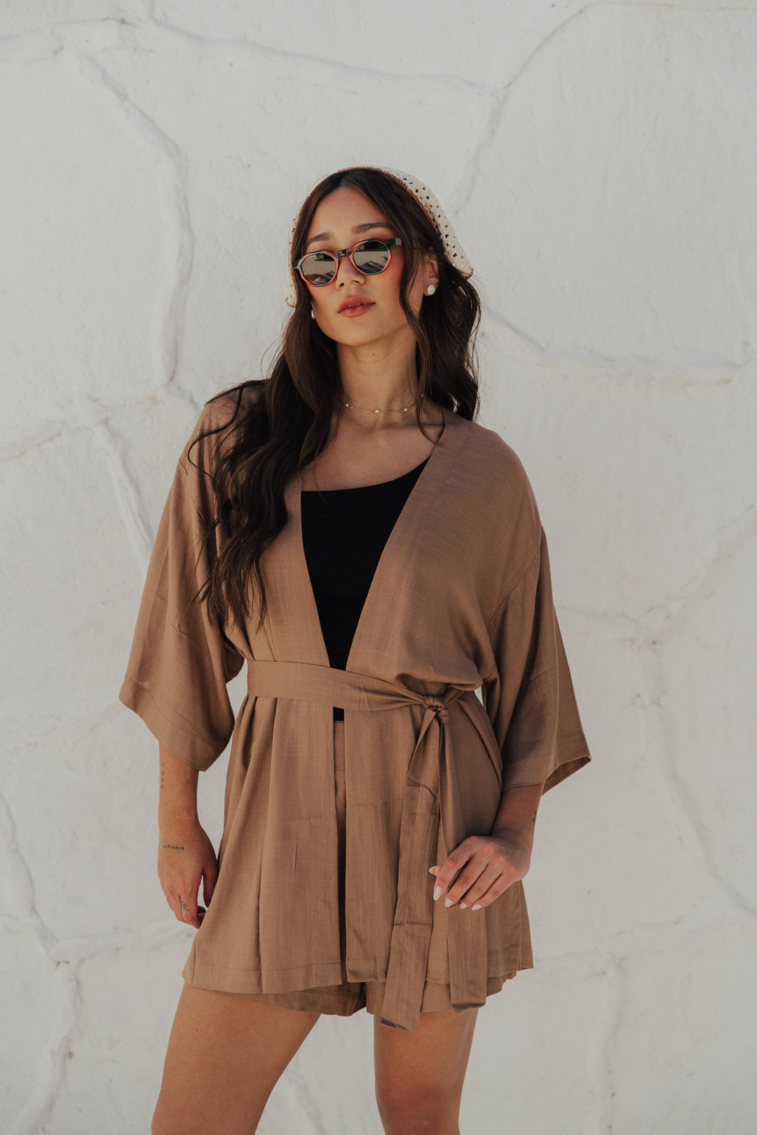 Kimono Reto Fenda Cappuccino