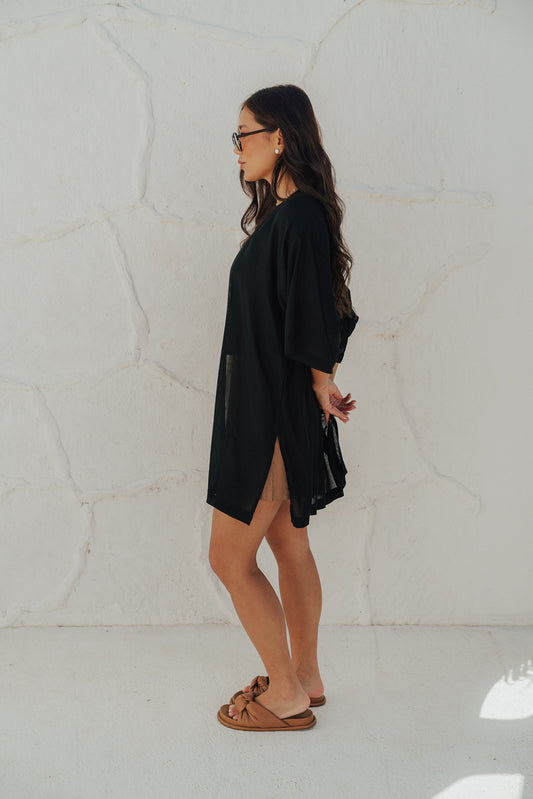 Kimono Reto Fenda Preto