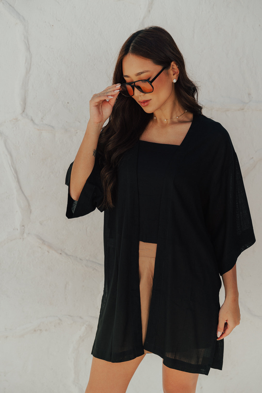 Kimono Reto Fenda Preto