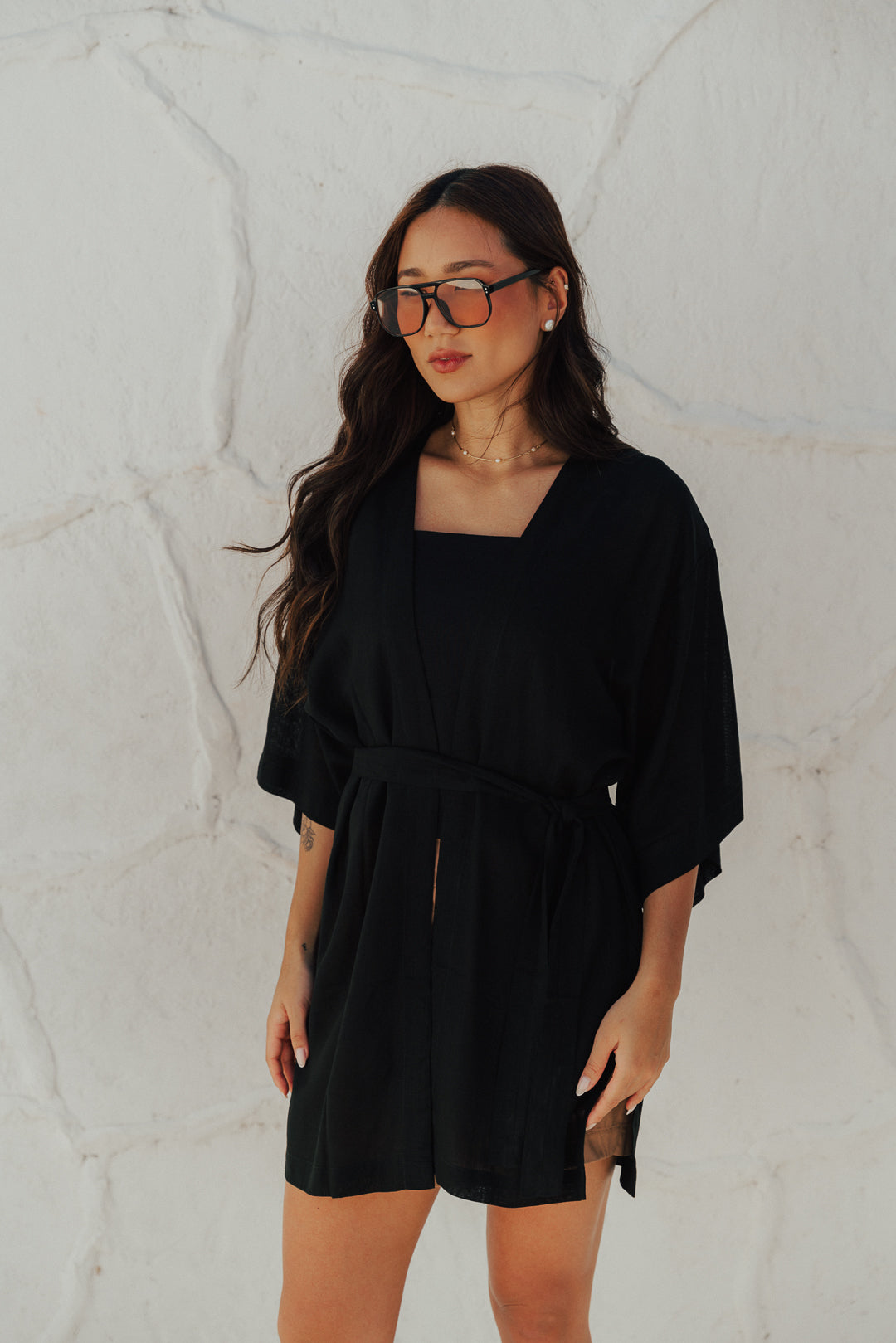 Kimono Reto Fenda Preto