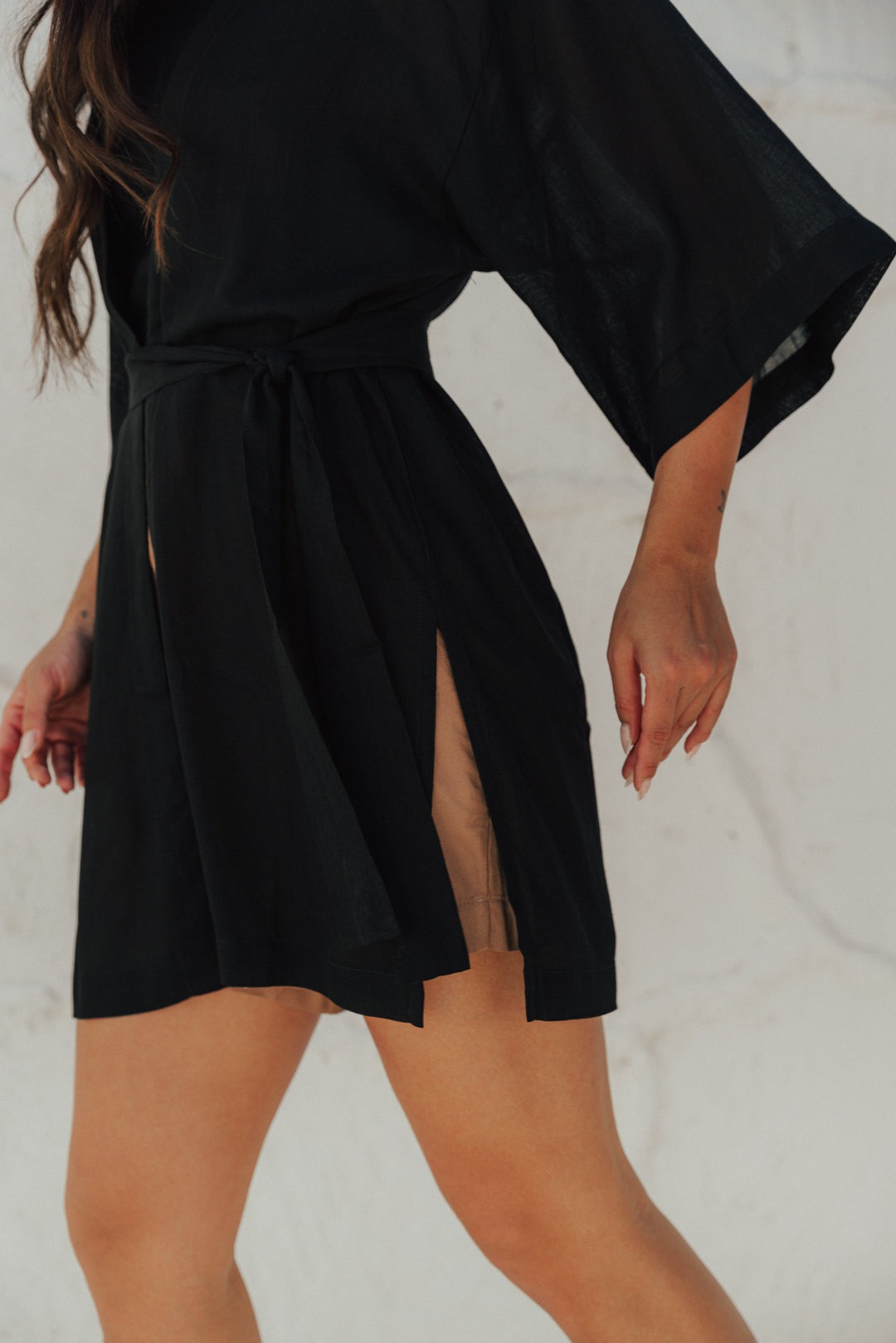 Kimono Reto Fenda Preto