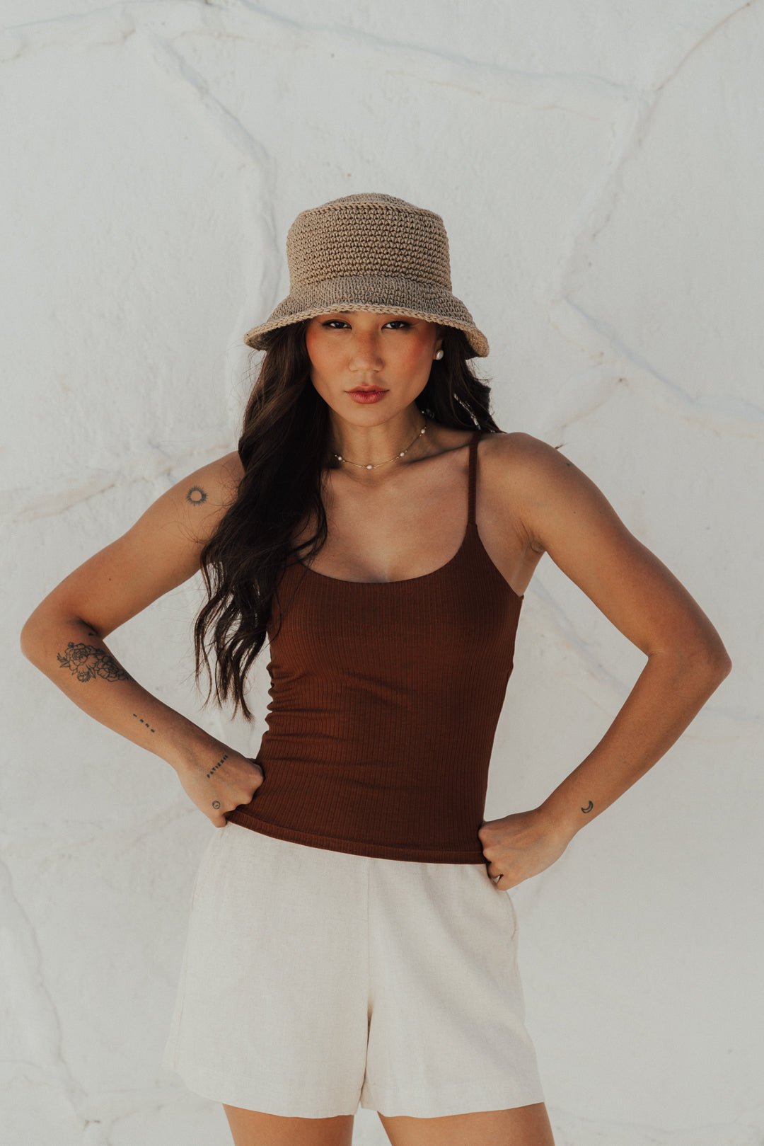 Regata Alça Canelada Café