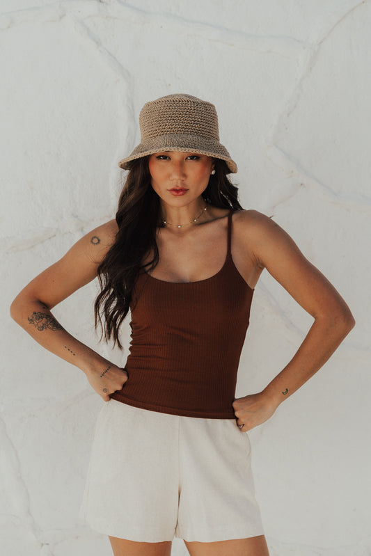 Regata Alça Canelada Café