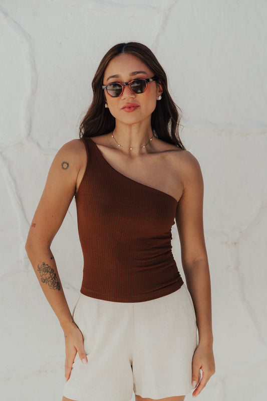 Regata Um Ombro Só Café