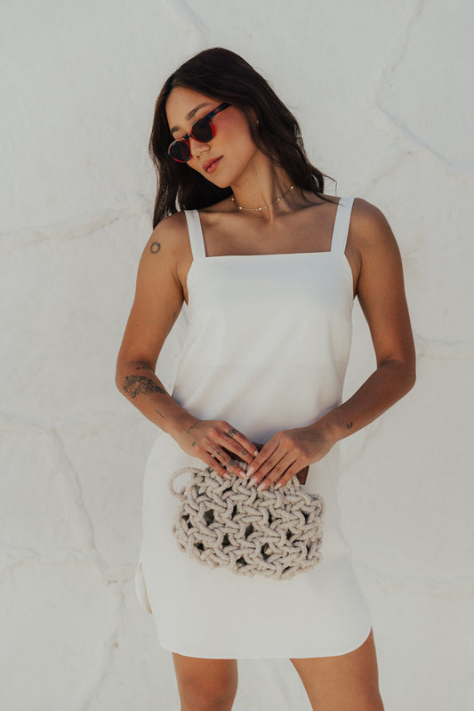 Vestido Curto Fenda Off White
