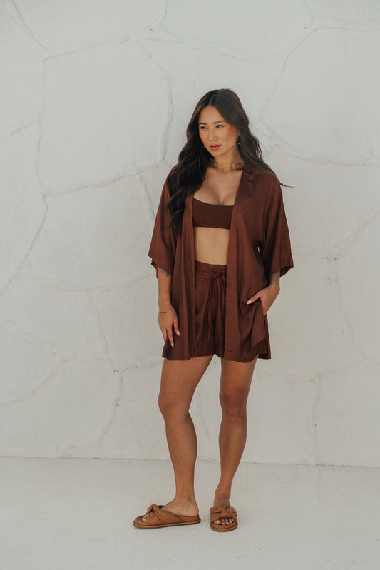 Kimono Reto Fenda Café