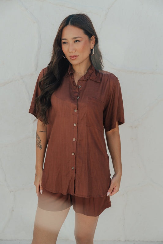 Camisa Fenda M/C Café