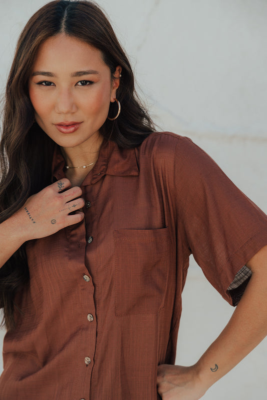 Camisa Fenda M/C Café