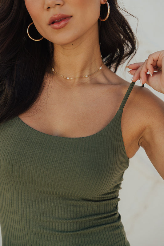 Regata Alça Canelada Oliva