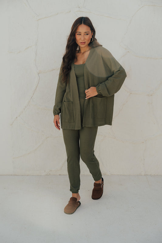 Casaco Amplo Tricot Oliva