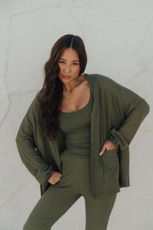 Casaco Amplo Tricot Oliva