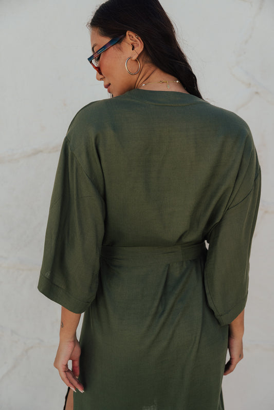 Kimono Reto Fenda Oliva