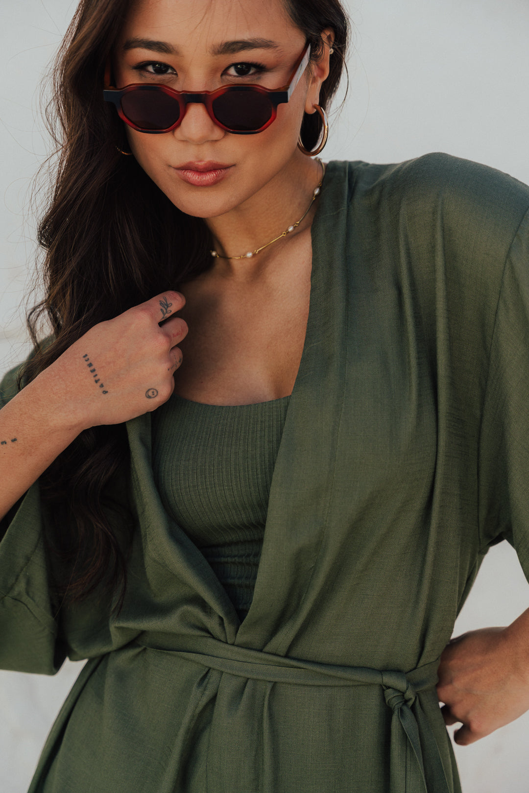 Kimono Reto Fenda Oliva