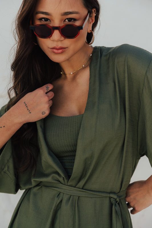 Kimono Reto Fenda Oliva