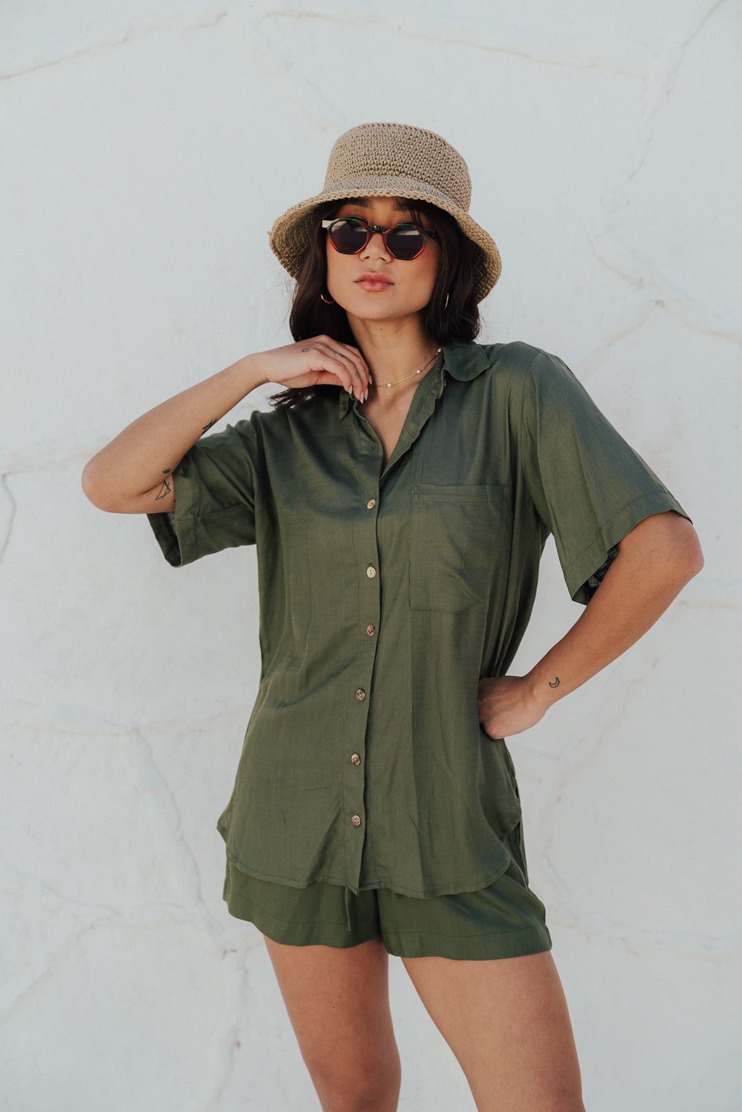 Camisa Fenda M/C Oliva