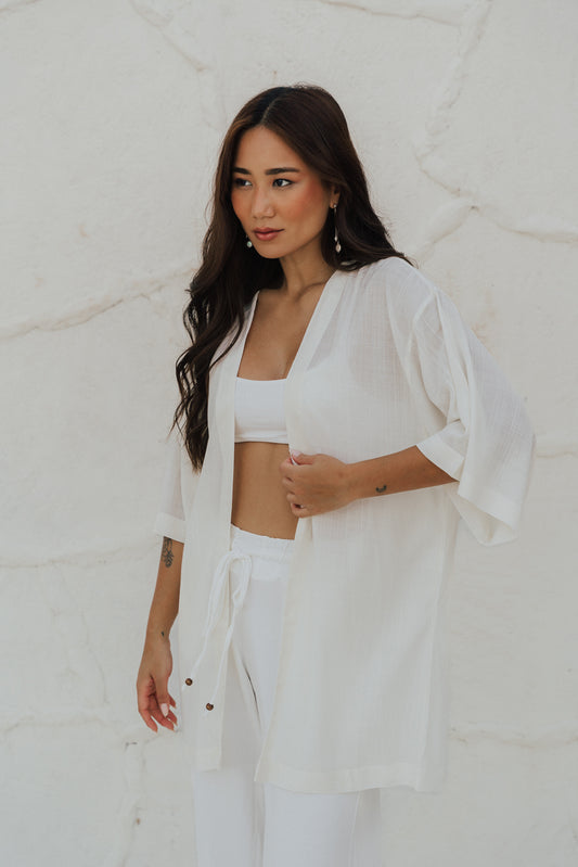 Kimono Reto Fenda Off White