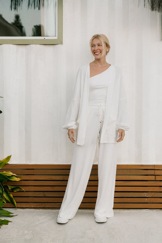 Casaco Amplo Tricot Off White